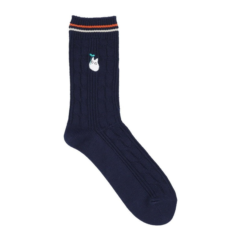 [Studio Ghibli] My Neighbor Totoro Small Totoro Cable Pattern 23cm Socks 25-27cm (Navy)