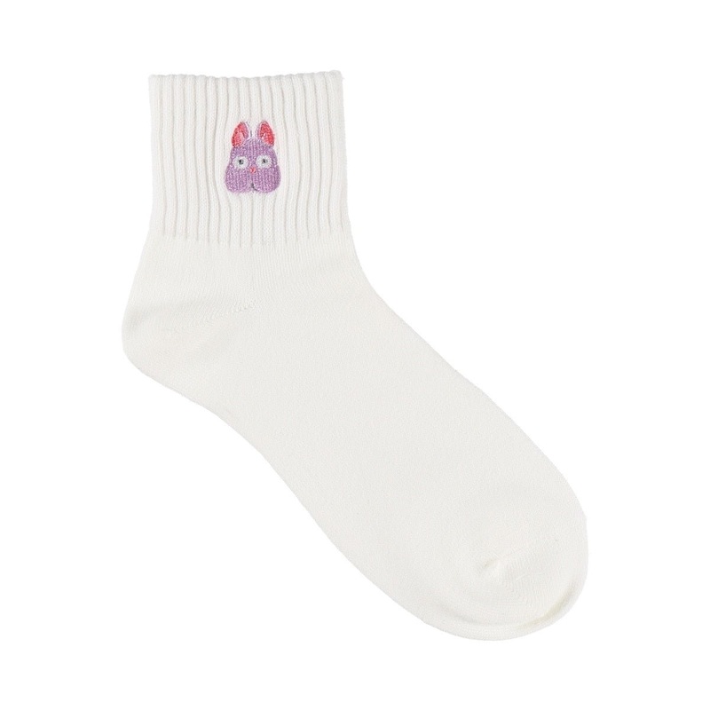 [Studio Ghibli] Spirited Away Ribbed Embroidered Short Socks, Mouse Pattern, 23-25cm