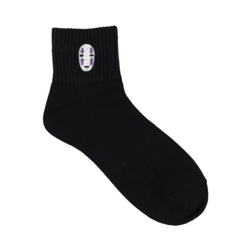 [Studio Ghibli] Spirited Away Ribbed Embroidered Short Socks No-Face 23-25cm