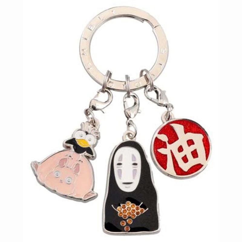 [Studio Ghibli] Spirited Away Triple Key Ring Boh and Yu-Bird, No-Face and Bath Sign