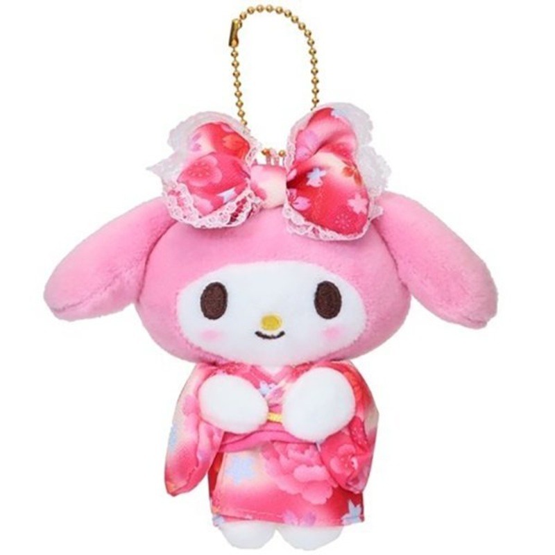 [Sanrio] Pink Sakura Japanese Kimono Plush Keychain- My Melody