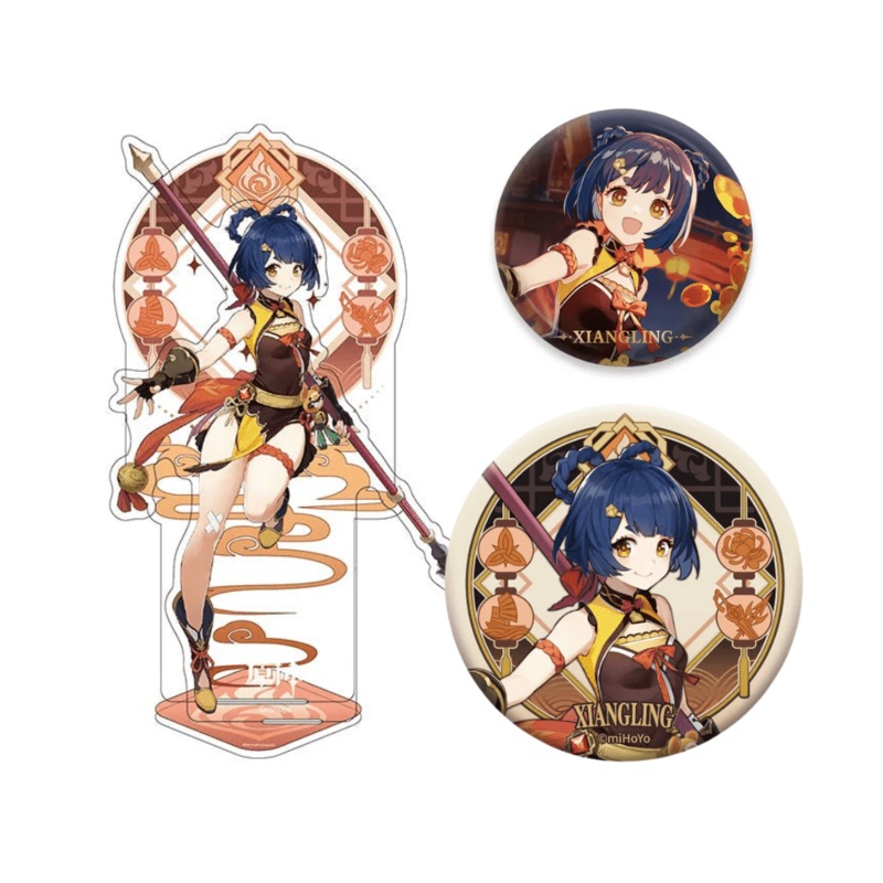 [Genshin Impact] Xiangling Bundle – Acrylic Stand, Can Badge (3 Items)
