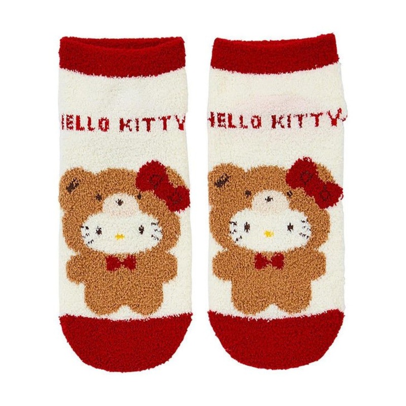 [Sanrio] Official Sanrio Exclusive Fluffy Socks – Bear Costume Hello Kitty (Red)