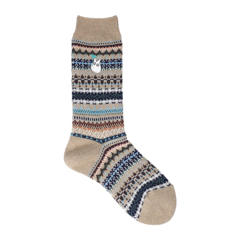 [Studio Ghibli] My Neighbor Totoro, Small Totoro Embroidered Pattern Socks 23-25cm (Beige)