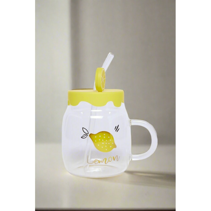 Yellow Maison Jar  With Straw 2 Piece (220ml)