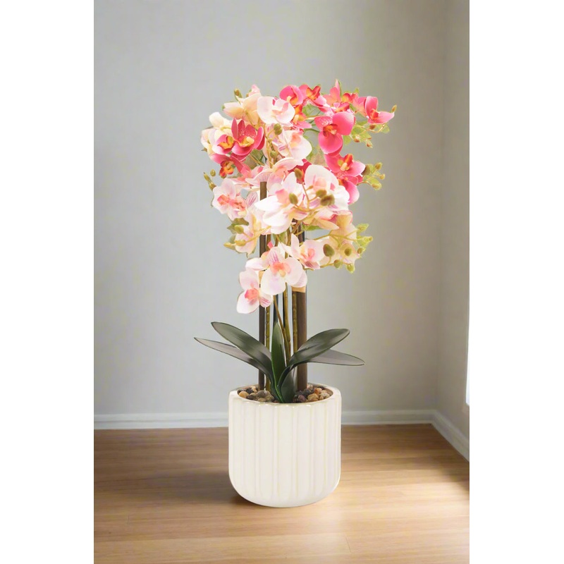Artificial Orchid Flower In Ceramic Vase