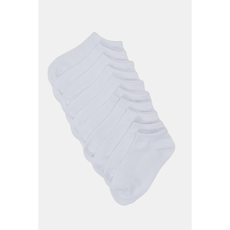 Boys White Ankle-Length Socks Set (5 Pairs)