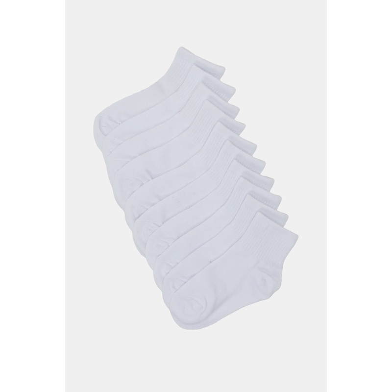 Boys White High Ankle-Length Socks Set (5 Pairs)