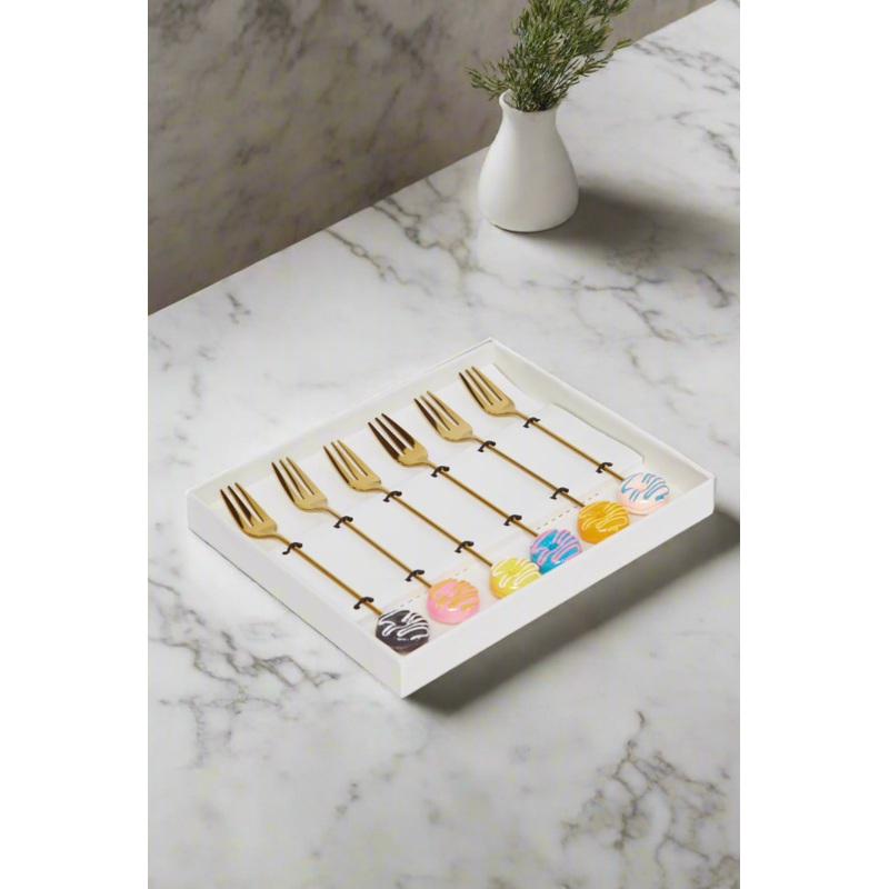 Gold Plain Fork Set (6 Piece)