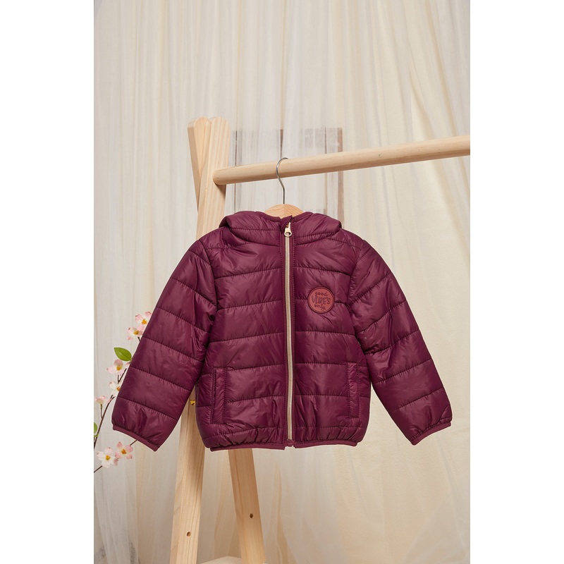 Infant Girls Burgundy Padded Hooded Jacket
