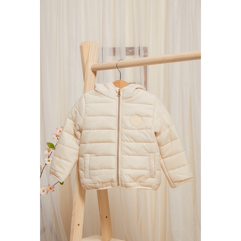 Infant Girls Ivory Padded Hooded Jacket