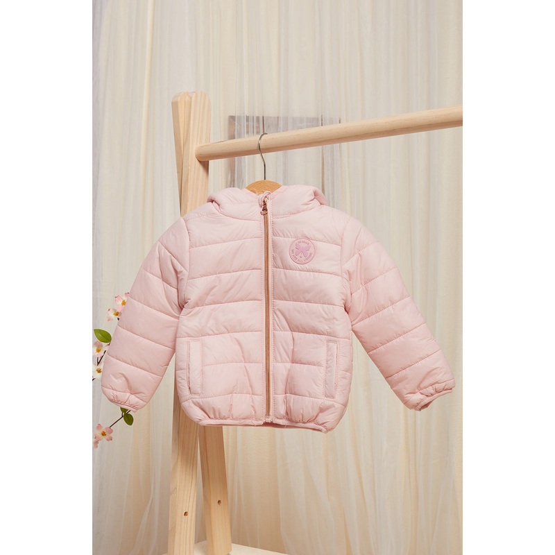 Infant Girls Pink Padded Hooded Jacket