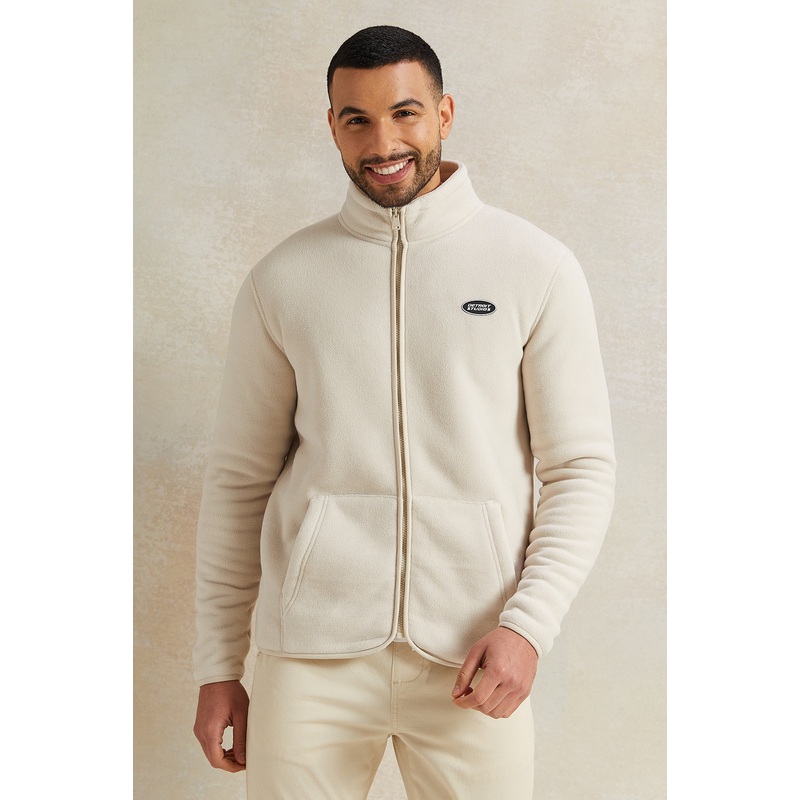 Men Beige Soft Polar Fleece Jacket