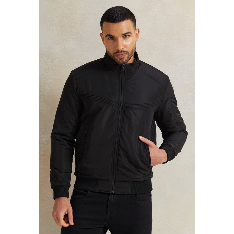 Men Black Solid Biker Jacket|Small|Medium|Large|X-Large|XX-Large