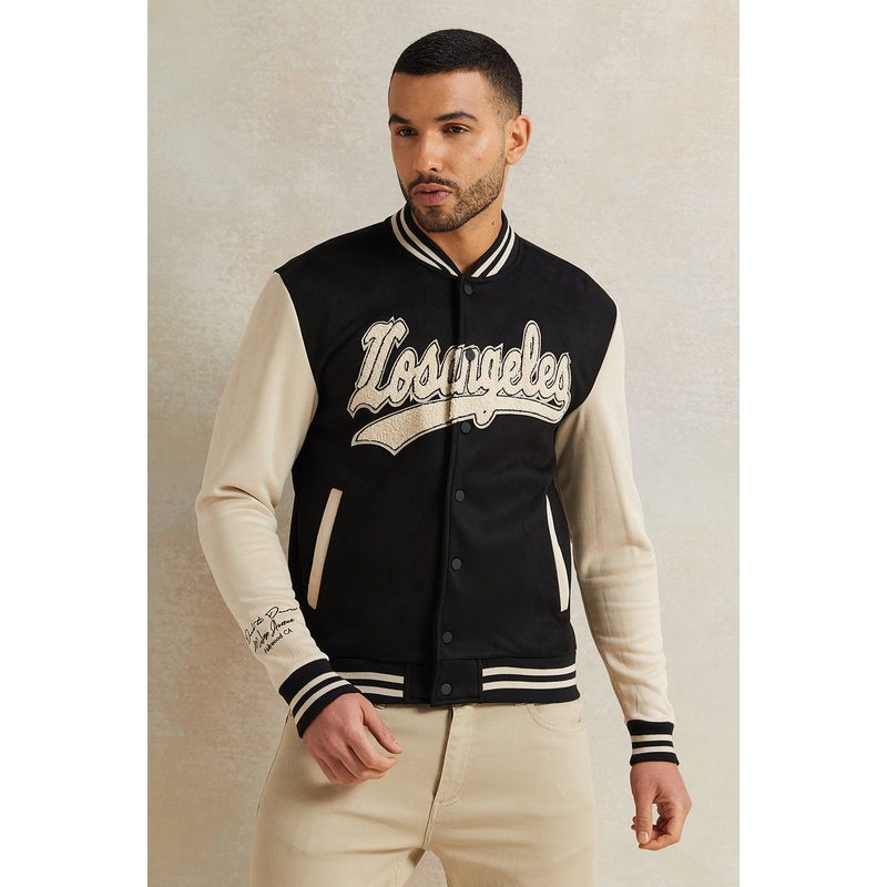 Men Black Tech Puffer Jacket With Knitted Sleeves