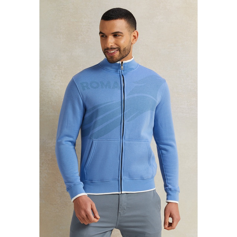 Men Blue Zip Thru Sweatshirt|Small|Medium|Large|X-Large|XX-Large