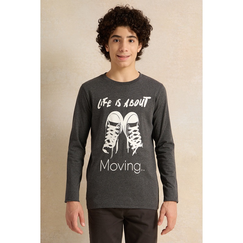 Senior Boys Charcoal Life About Moving Graphic T-Shirt
