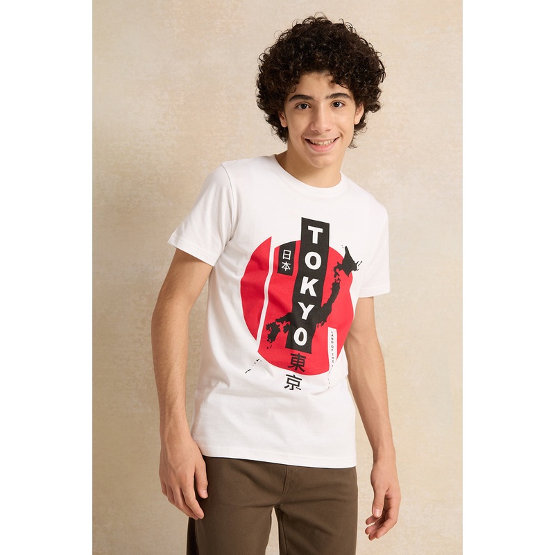 Senior Boys White Tokyo Graphic T-Shirt