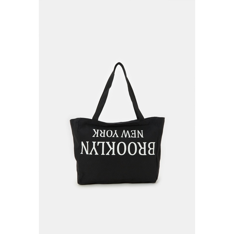 Women Black Printed Shopping Bag