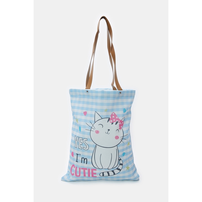 Women Blue Cat Printed Shopper