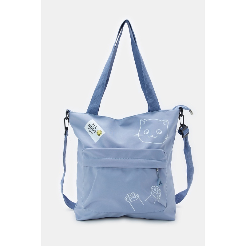 Women Blue Printed Printed Shoppers Bag