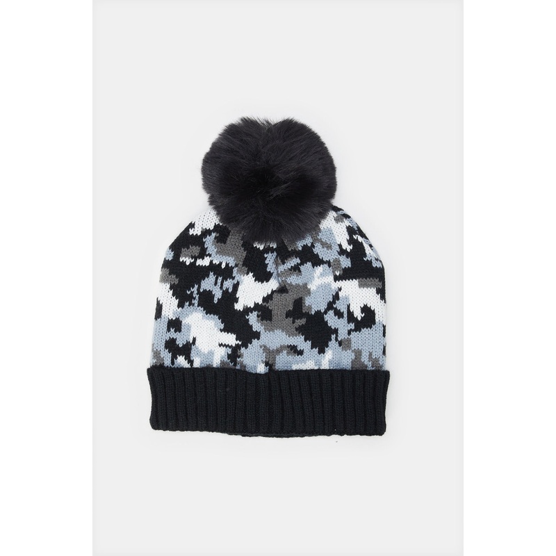 Boys Assorted Knitted Cap With Pom Pom