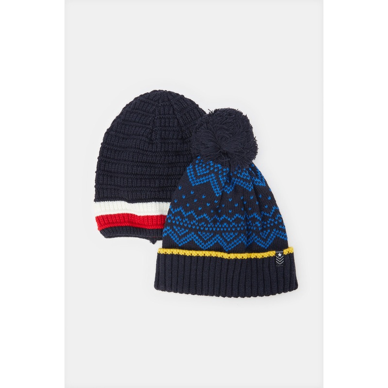Boys Assorted Printed Knitted Cap Set (2 Piece)