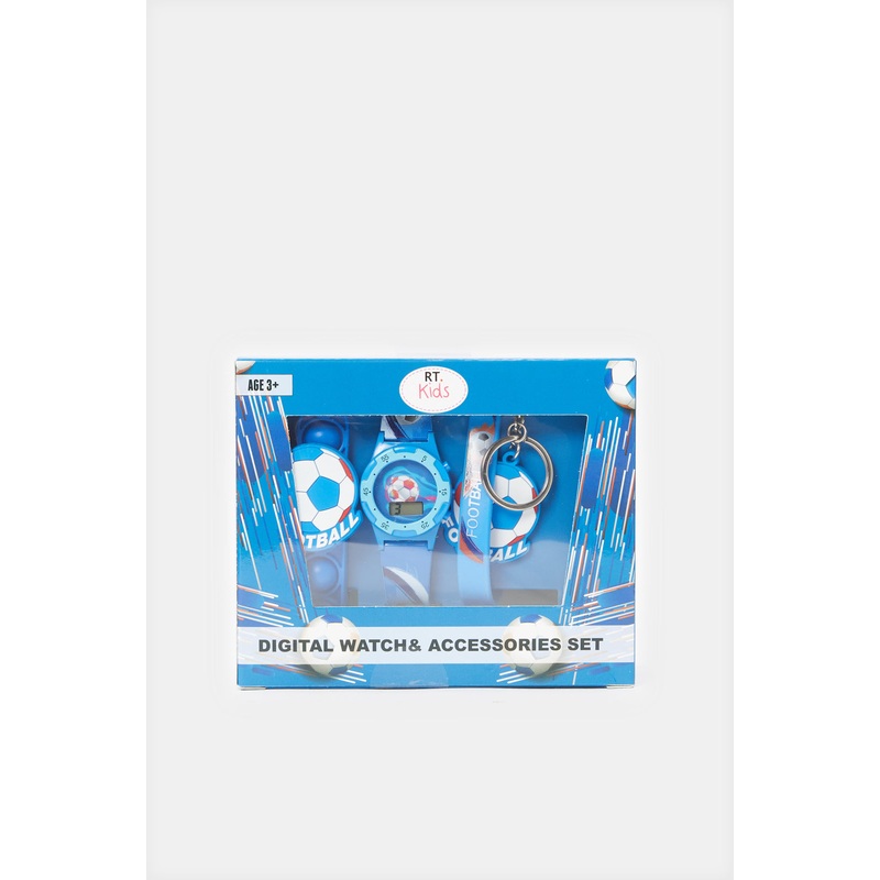 Boys Blue Character Printed Digital Watch Set
