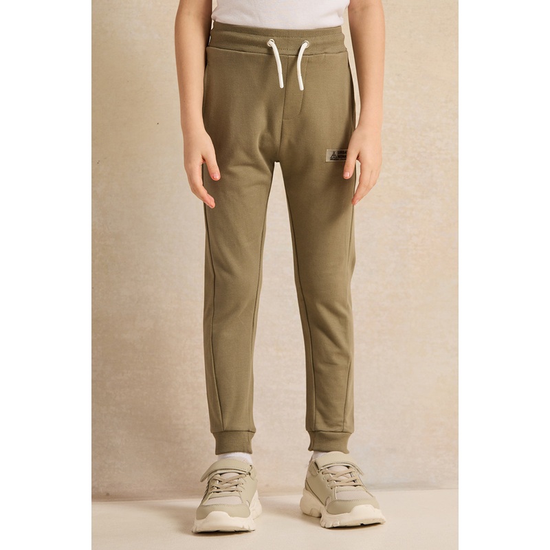 Boys Olive Printed Active Pants