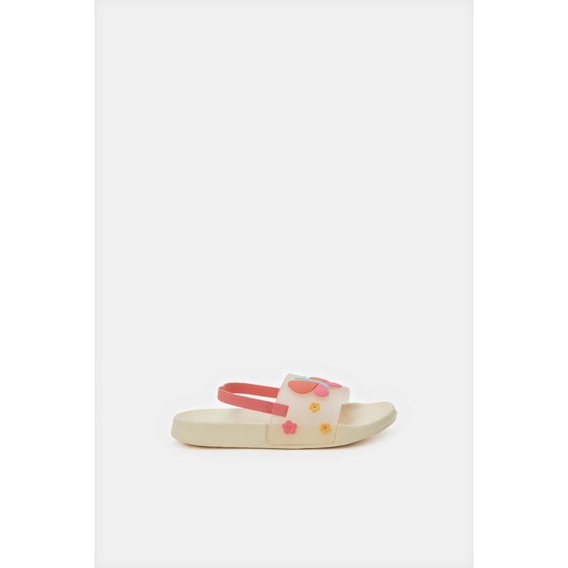 Girls Pink Butterfly Embellished Slide