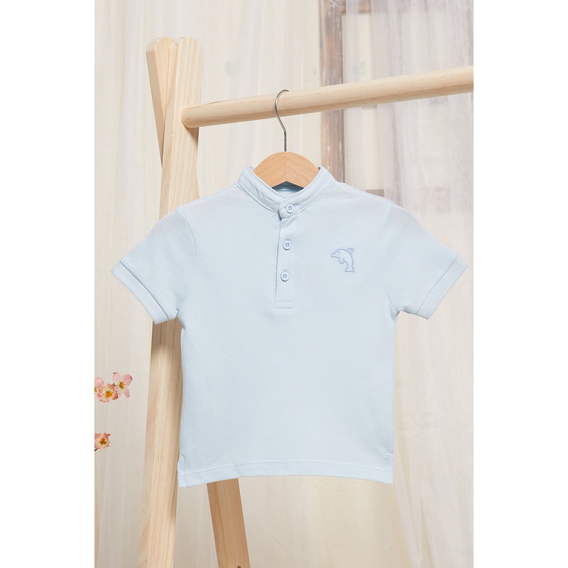 Infant Boys Blue Henley Polo Shirt