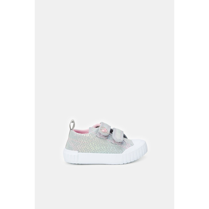 Infant Girls Grey Velcro Pumps
