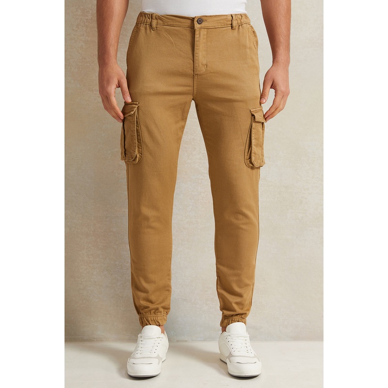Men Beige Cargo Denim Jogger|Small|Medium|Large|X-Large|XX-Large