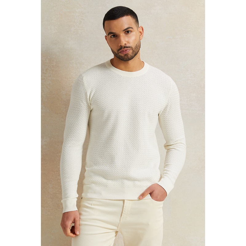 Men Beige Jacquard Pullover|Small|Medium|Large|X-Large|XX-Large