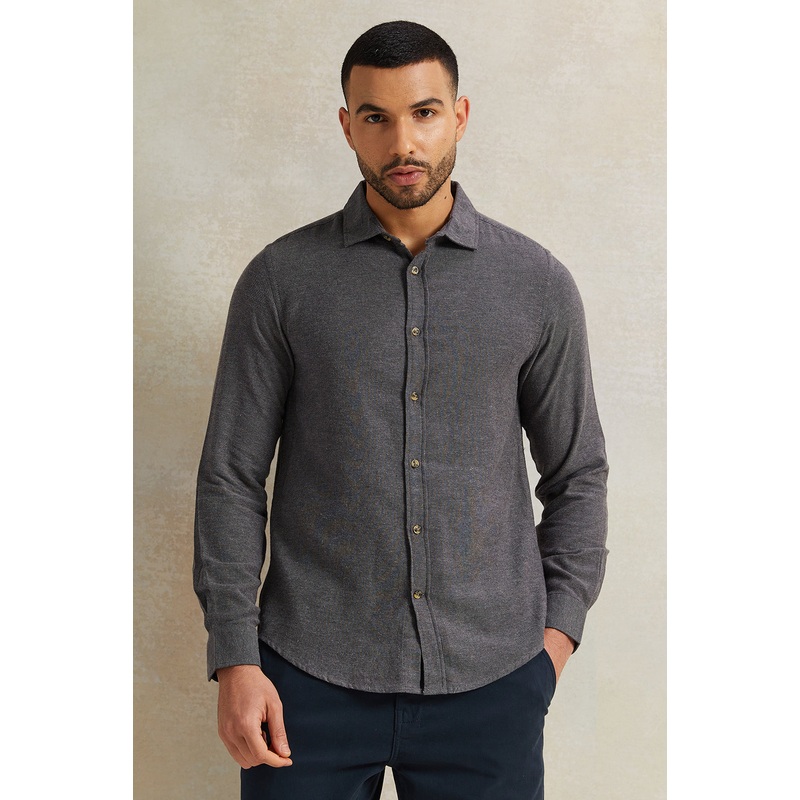 Men Charcoal Check Flannel Shirt