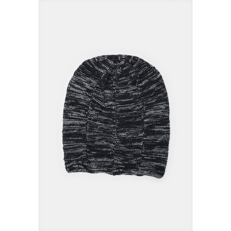 Men Charcoal Printed Knitted Cap