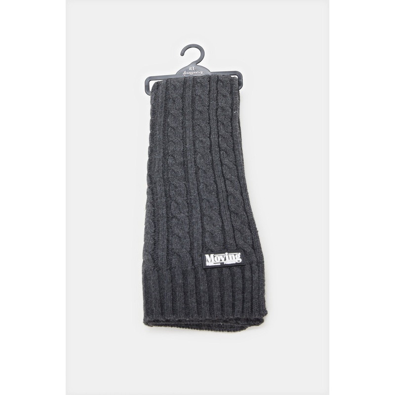 Men Charcoal Textured Knitted Scarf