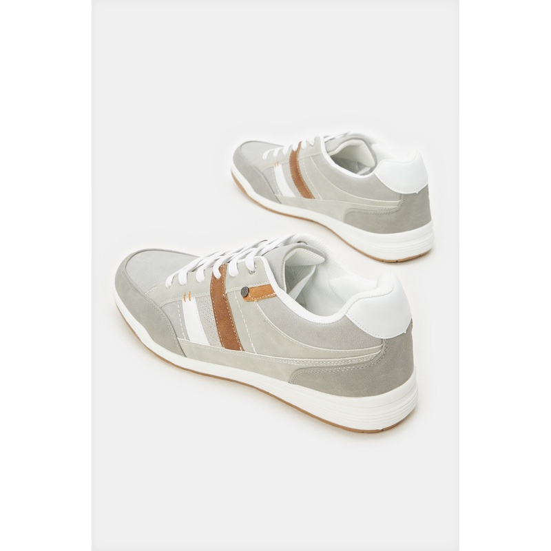 Men Grey Material Block Sneakers