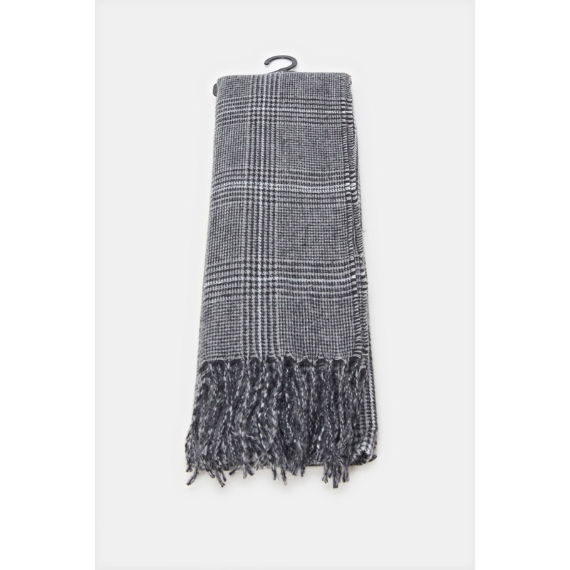 Men Grey Striped Knitted Scarf