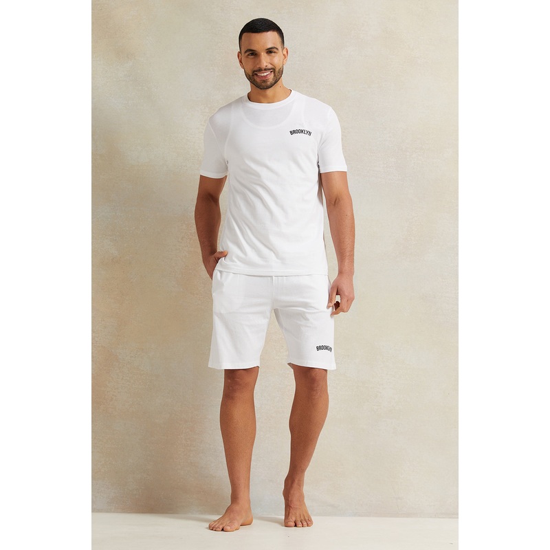 Men White Solid Pyjama Set (2 Piece)