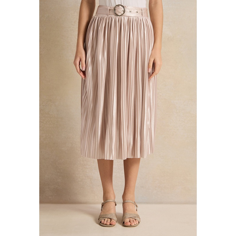 Senior Girls Pink Pleated Skirts With Belt