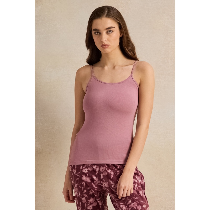 Women Lilac Plain Strappy Vest