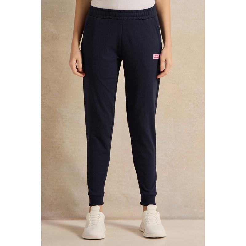 Women Navy Placement Print Active Pants