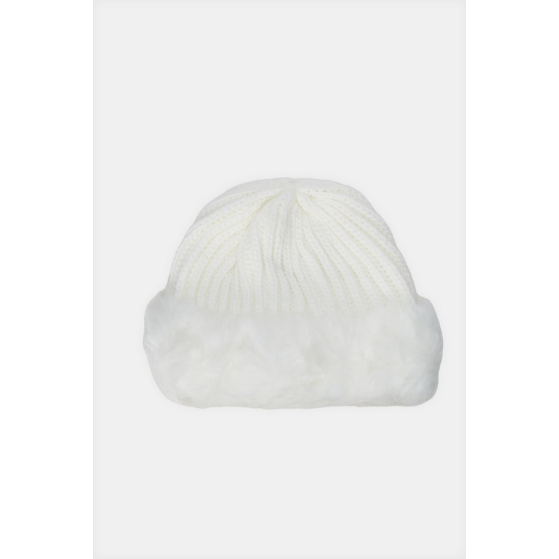Women White Embellished  Knitted Cap