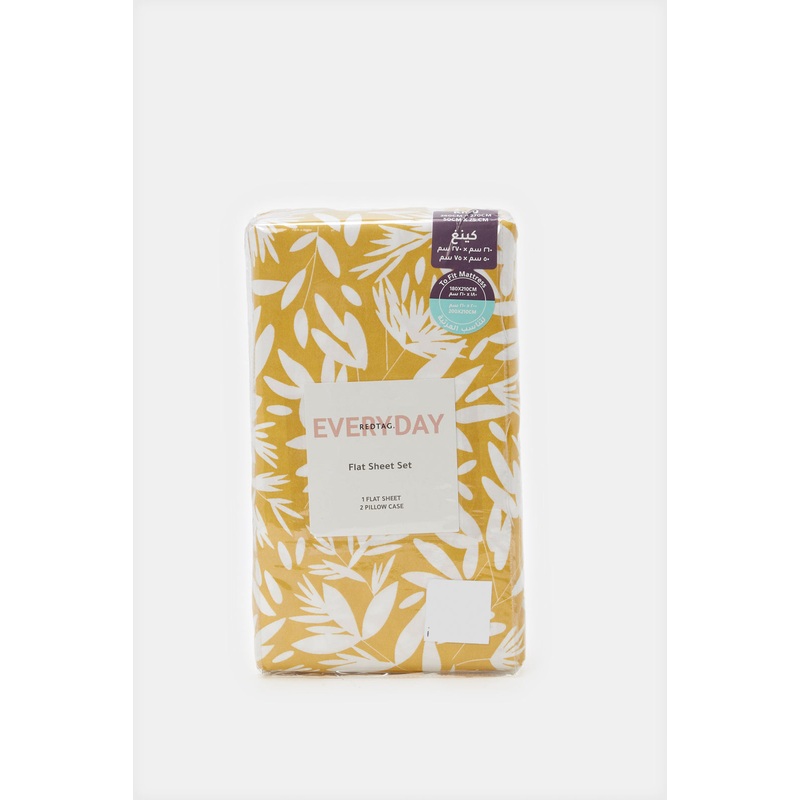 Yellow Leaves Printed Flat Sheet (King Size)