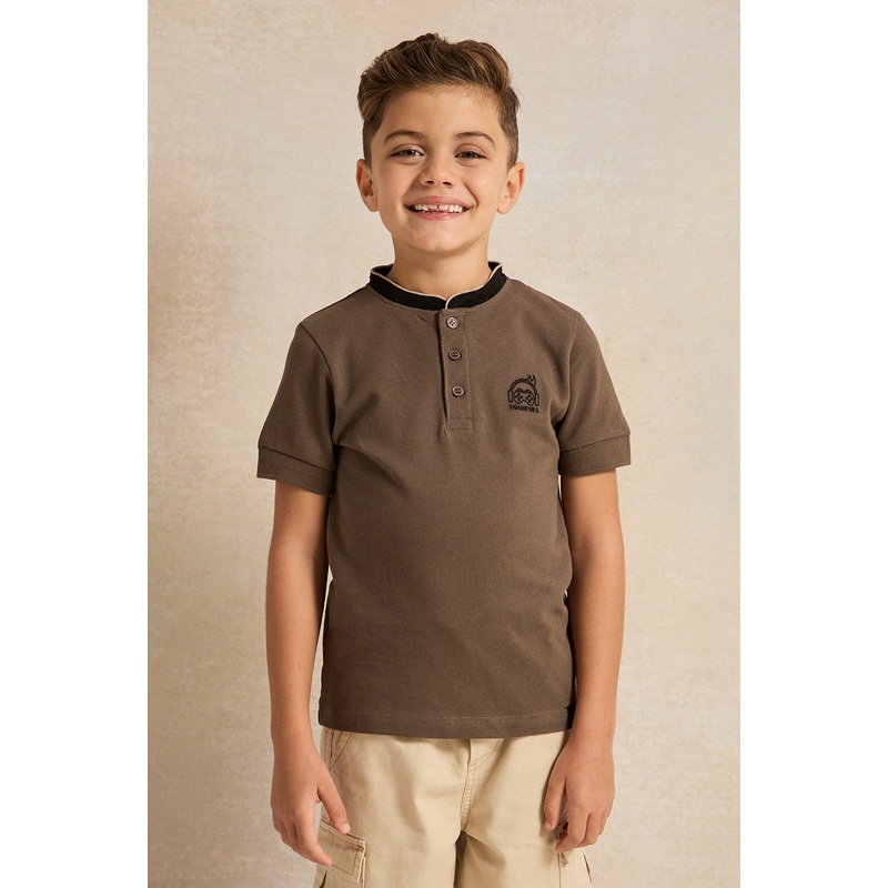 Boys Brown Short Sleeve Polo T-Shirt