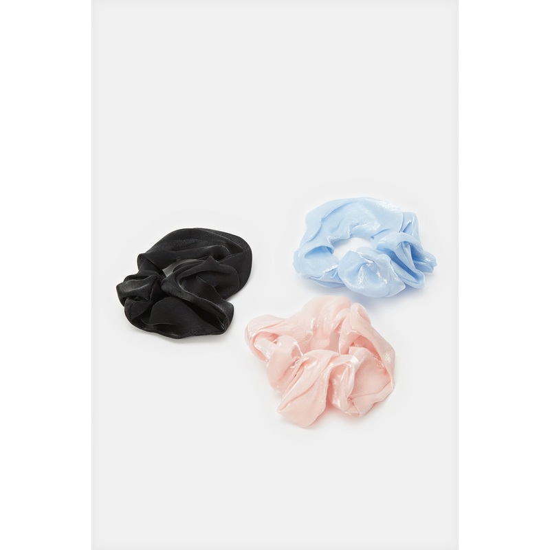 Girls Assorted Embellished Hair Scrunchy Set (Pack of 3)