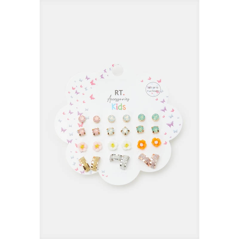 Girls Assorted Embellished Stud Set (12 Pairs)