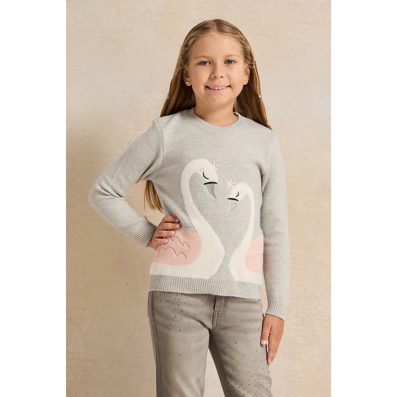 Girls Grey Knitted Pullover|2-3 Years|3-4 Years|4-5 Years|5-6 Years|6-7 Years|7-8 Years