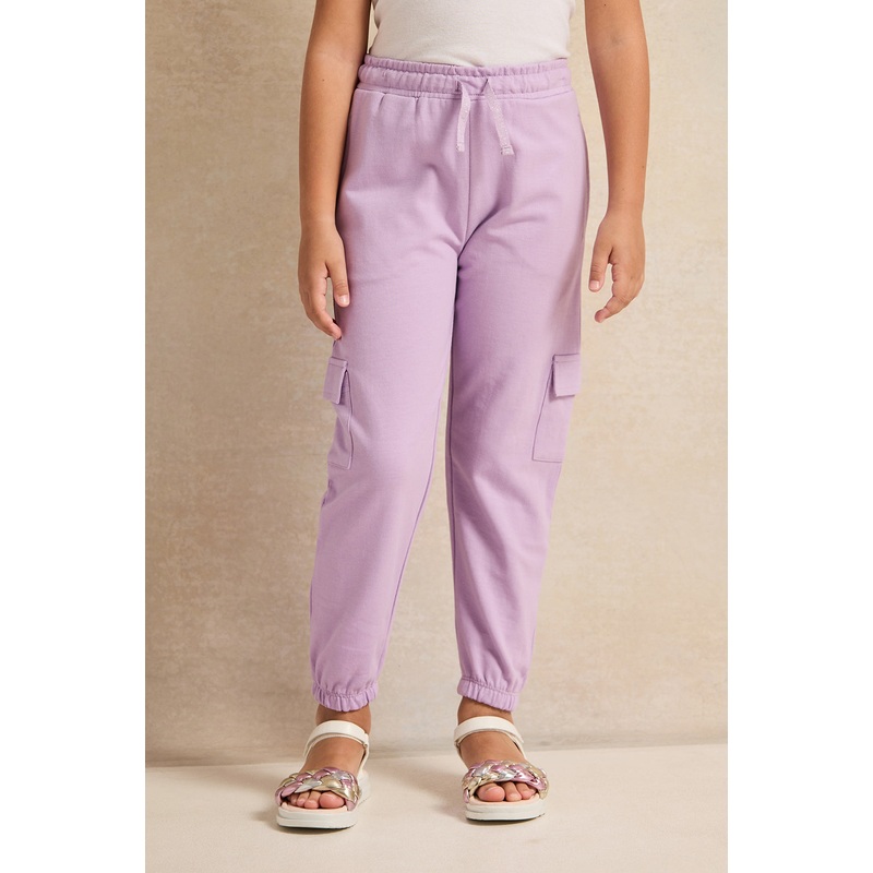 Girls Lilac Active Track Pants With Cargo Pockets